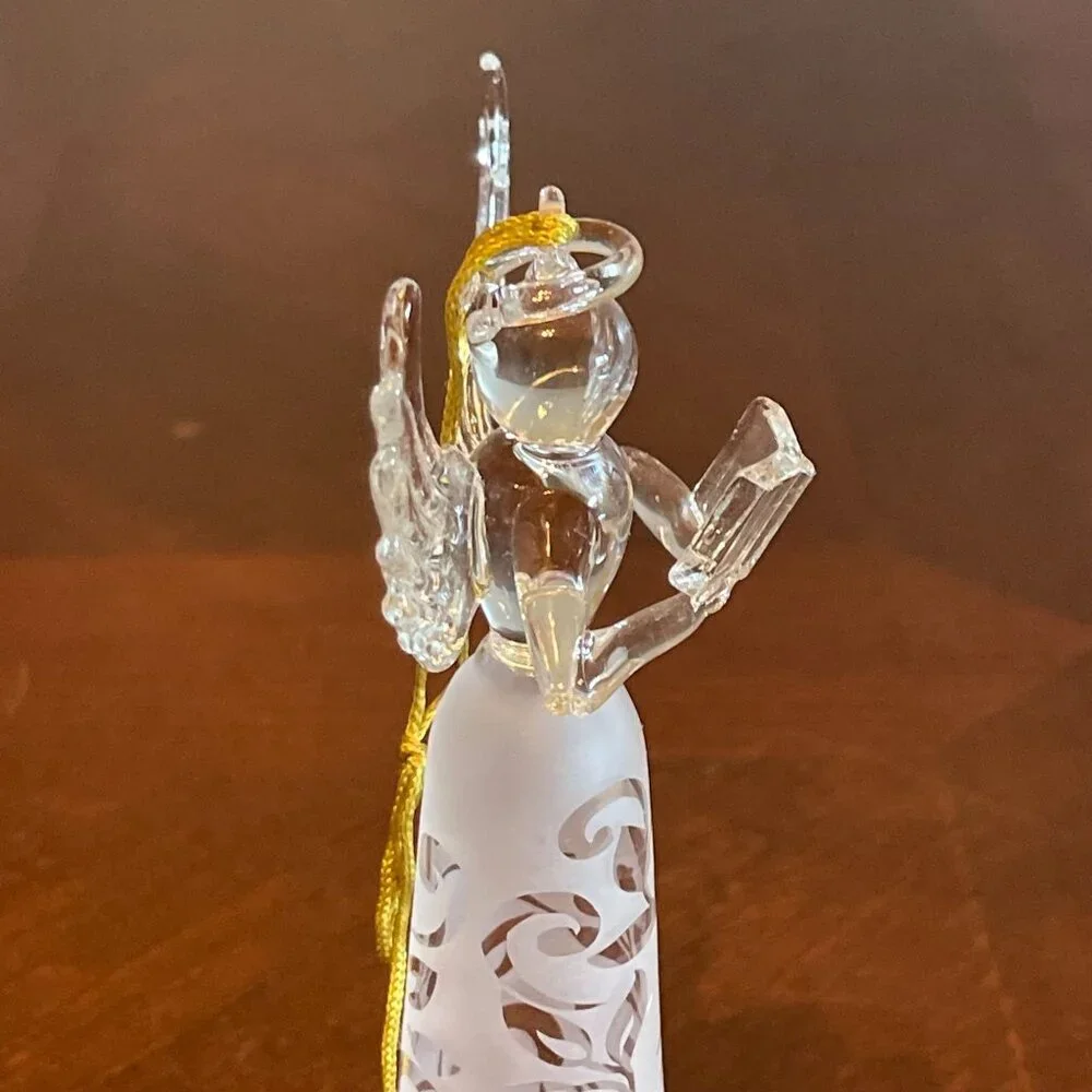Lenox Glass Angel Ornament Wings & Frosted Joyous Tidings Series  6